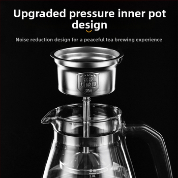 Automatinė arbatinukė su borosilikatinio stiklo korpusu, vidinis nerūdijančio plieno dalis, 220V, 500–1000W, talpa iki 1 L