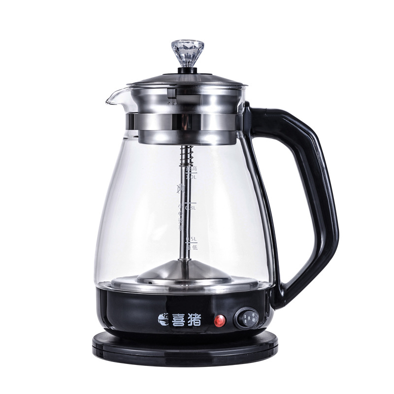 Automatinė arbatinukė su borosilikatinio stiklo korpusu, vidinis nerūdijančio plieno dalis, 220V, 500–1000W, talpa iki 1 L