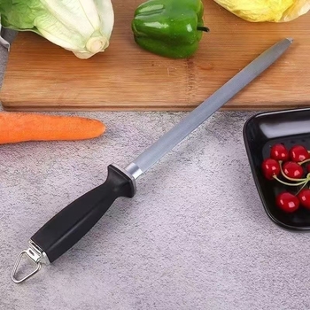 JM peilių šlifavimo lazdelė — profesionalus įrankis virtuvės ir mėsos peiliams, smulkaus grūdo deimantinis abrazyvas, aukštos anglies plienas