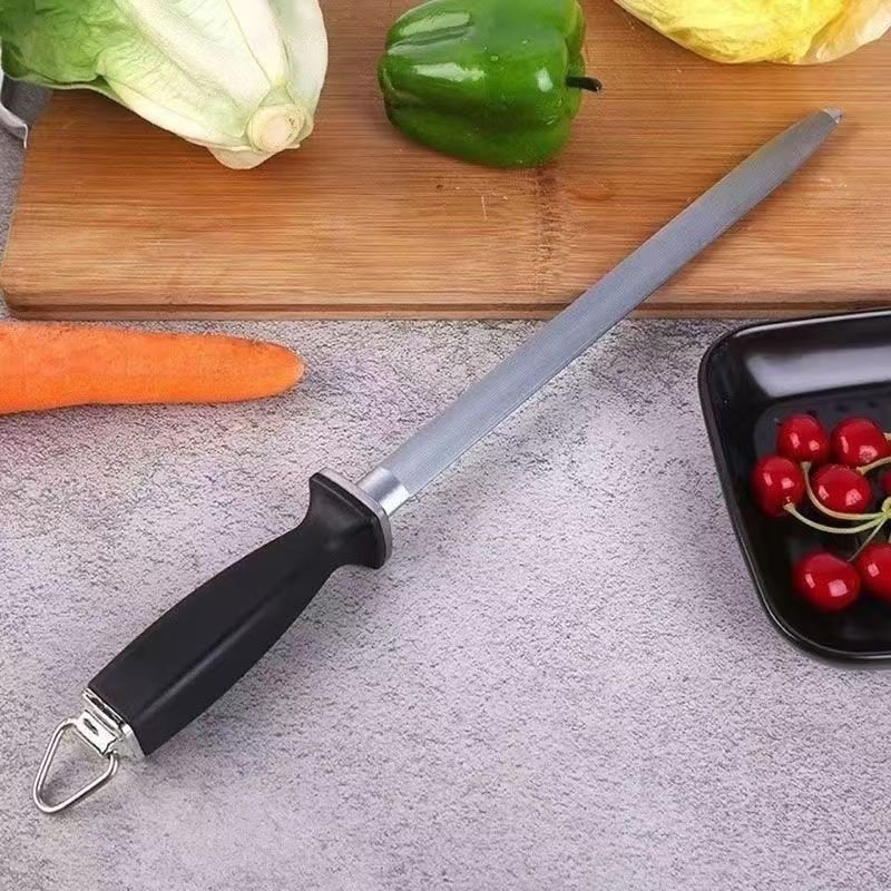 JM peilių šlifavimo lazdelė — profesionalus įrankis virtuvės ir mėsos peiliams, smulkaus grūdo deimantinis abrazyvas, aukštos anglies plienas