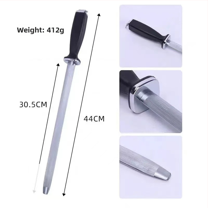 JM peilių šlifavimo lazdelė — profesionalus įrankis virtuvės ir mėsos peiliams, smulkaus grūdo deimantinis abrazyvas, aukštos anglies plienas