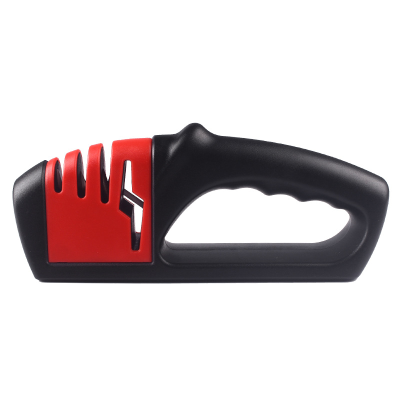 Rankinis nešiojamas 4 pakopų peilių aštrintuvas su deimantiniais abrazyvais, volframo plieno konstrukcija ir keramikinis vadovas