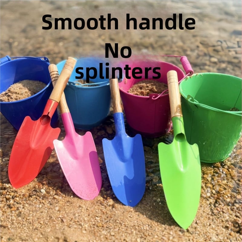 Детски комплект за игра в пясък с лопатка и железна кофа за плаж и градина