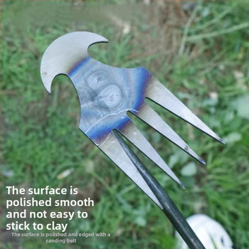 Градинарски инструмент за плевели — четиризъбено гребло от манганова стомана