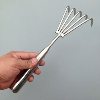 Greblă de grădină cu mâner sudat integrat, oțel inoxidabil 410+420