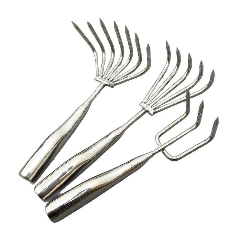 Greblă de grădină cu mâner sudat integrat, oțel inoxidabil 410+420