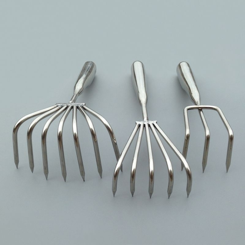 Greblă de grădină cu mâner sudat integrat, oțel inoxidabil 410+420