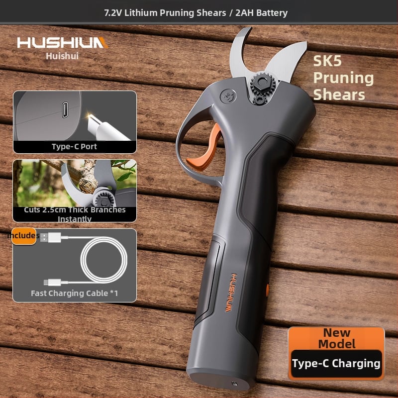Електрически ножици за подстригване, безчетков мотор, вградена литиева батерия, зареждане Type-C, за плодови дървета и дебели клони