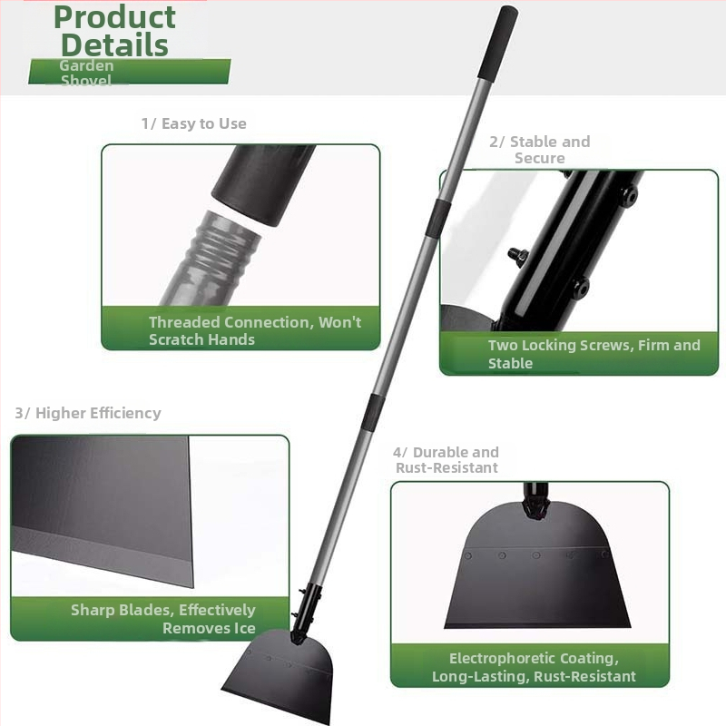 Kertészeti multi-eszköz: tisztító kaparó, jégmentesítő eszköz, gyepszegély-gyomirtó eszköz, kerti lapát