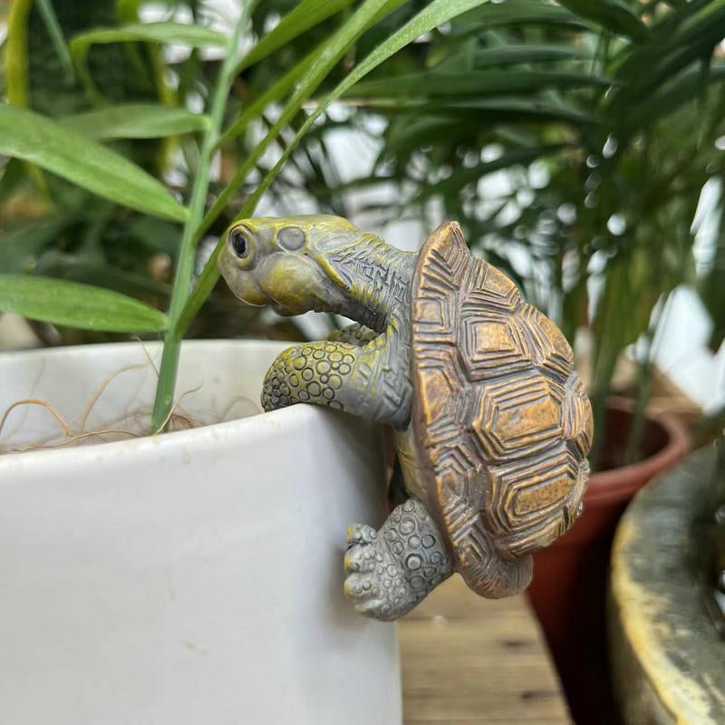 Peng Ba Turtle изработена от смола – карикатурен животински орнамент за външна градина и водни елементи