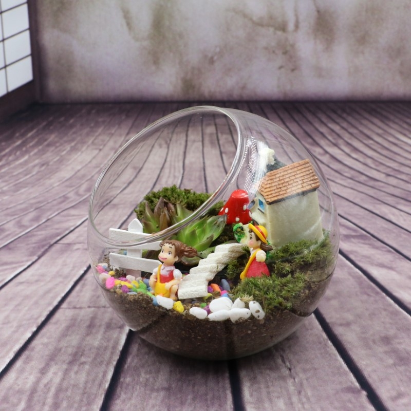 Jade Red Sticlă sferică cu gură tăiată pentru hidroponie cu suculente – sticlă borosilikată înaltă, stil pastoral, design personalizabil