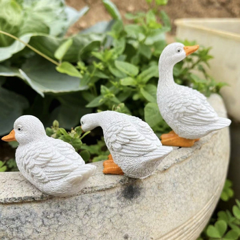 Figurine din rășină pentru grădină – set cu pui de rață și trei gâște, stil pastoral, ambalaj din carton