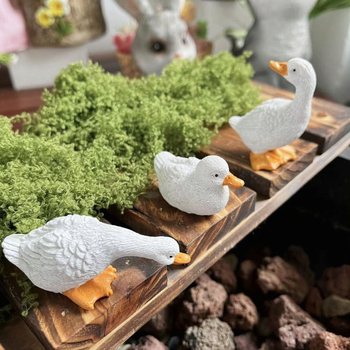 Figurine din rășină pentru grădină – set cu pui de rață și trei gâște, stil pastoral, ambalaj din carton