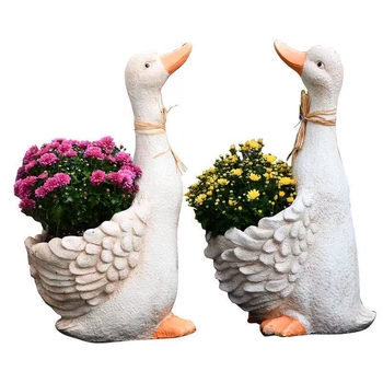 Ornament de grădină – rață desen animat din rășină, decor pentru ghiveci, stil pastoral, decor exterior