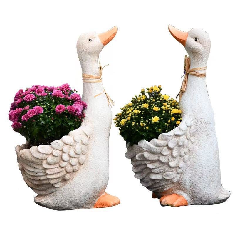 Ornament de grădină – rață desen animat din rășină, decor pentru ghiveci, stil pastoral, decor exterior