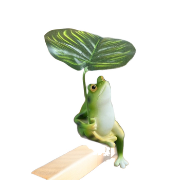 Decoratiune broscuță în formă de frunză, din rășină sintetică, stil desen animat, pentru mini peisaje de interior, balcon sau grădină