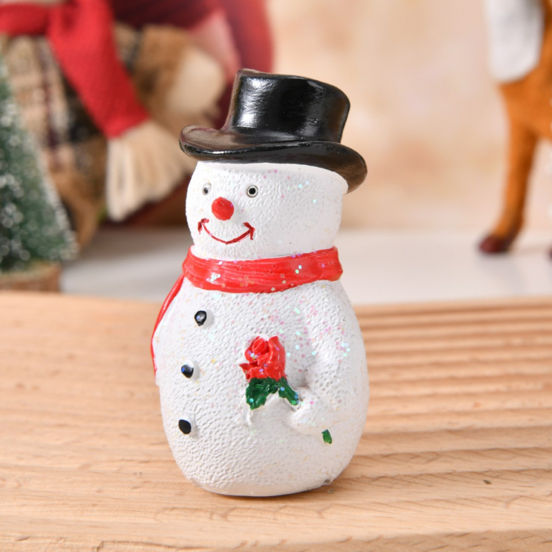 Figurină Om de zăpadă din rășină, stil modern minimalist, artizanat din rășină, brand Far away, decor de Crăciun