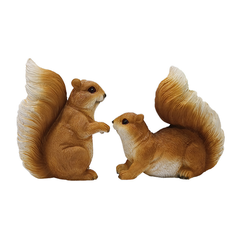 Gyantából készült mini mókus – asztali díszfigura mikro táj Bonsaihoz, rajzfilm-stílusú