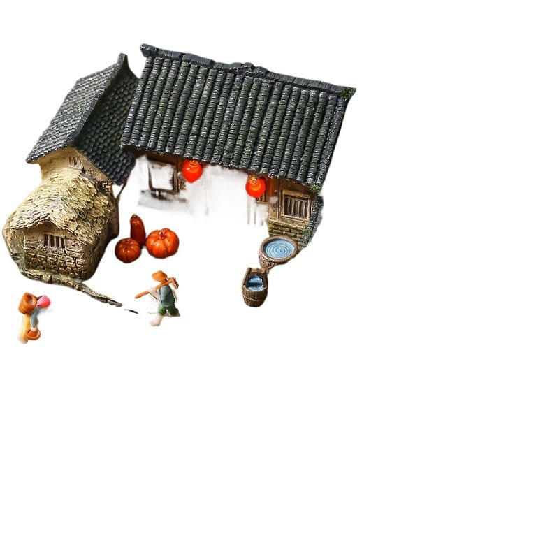 Acvariu de birou din rășină, peisaj în mișcare cu apă curgătoare, turnat prin injecție, stil retro