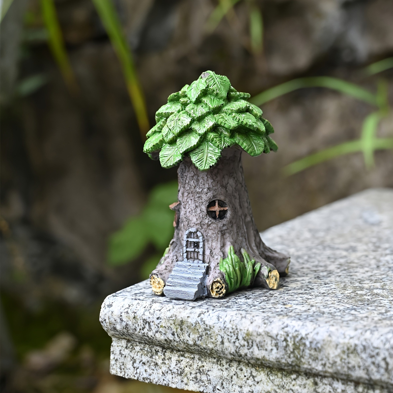 Prična kućica od smole — mini ornament za mikro pejzaž, materijal: sintetička smola, stil: originalni dizajn