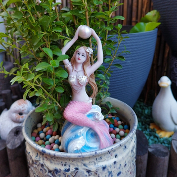 Sellő akvarisztumi dísz - műgyanta szobor beltéri mikro tájhoz, kínai stílusú, Zhenshibao Artworks