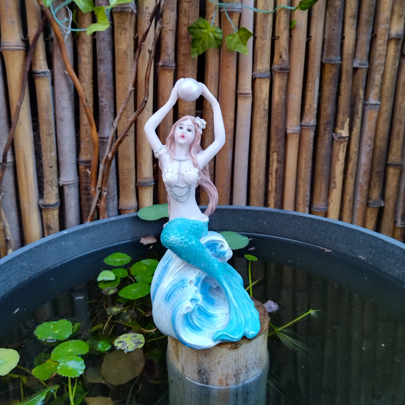 Sellő akvarisztumi dísz - műgyanta szobor beltéri mikro tájhoz, kínai stílusú, Zhenshibao Artworks