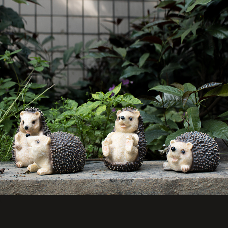 Arici decorativ din rășină sintetică pentru grădină, stil desen animat, peisaj mic cu mușchi, sculptură din rășină, Shidong
