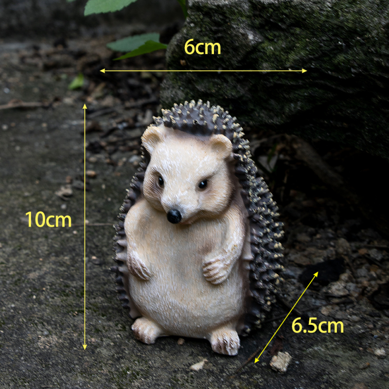 Arici decorativ din rășină sintetică pentru grădină, stil desen animat, peisaj mic cu mușchi, sculptură din rășină, Shidong