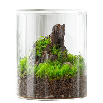 Independence augstas borosilikāta stikla galda mikropeizējas pudelīte – kartona iepakojums, uz galda novietojums