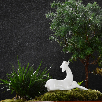 Keramička figura jelena za bonsai mikropejzaž, ručno izrađena, zen dekor za posude