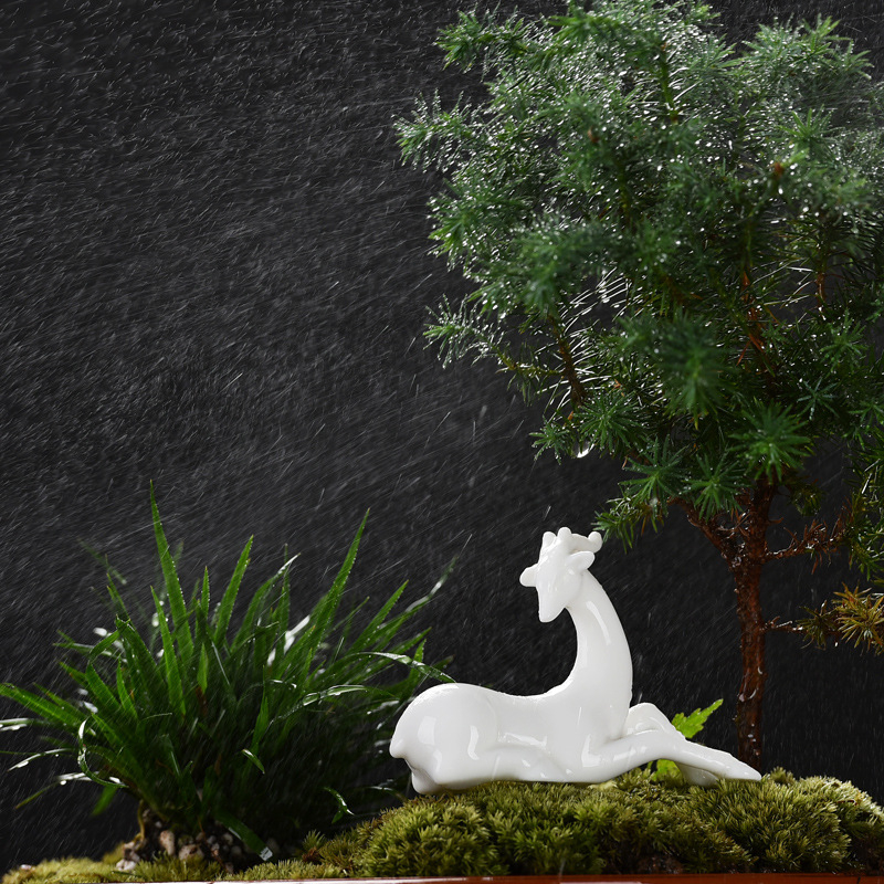 Keramička figura jelena za bonsai mikropejzaž, ručno izrađena, zen dekor za posude