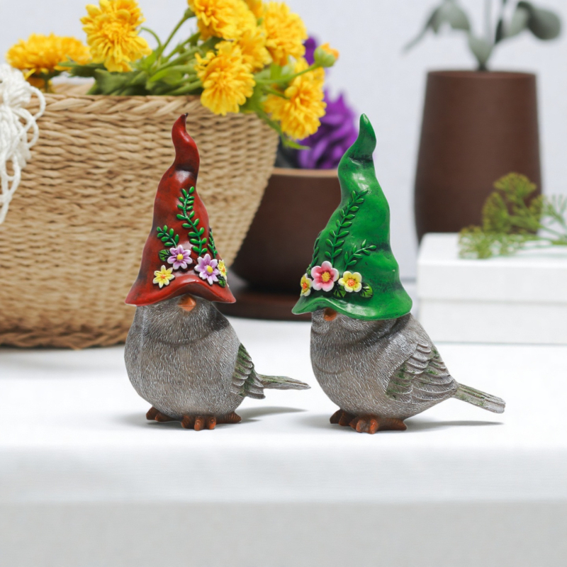 Madár alakú kertdísz gyantából – kültéri udvari dekoráció, gyanta kézműves termék, modern minimalist stílus, Jianhong márka