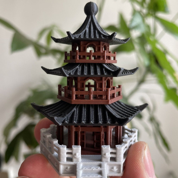 Asztali mini tájkép ősi architektúrával, 3D nyomtatott műanyag modell