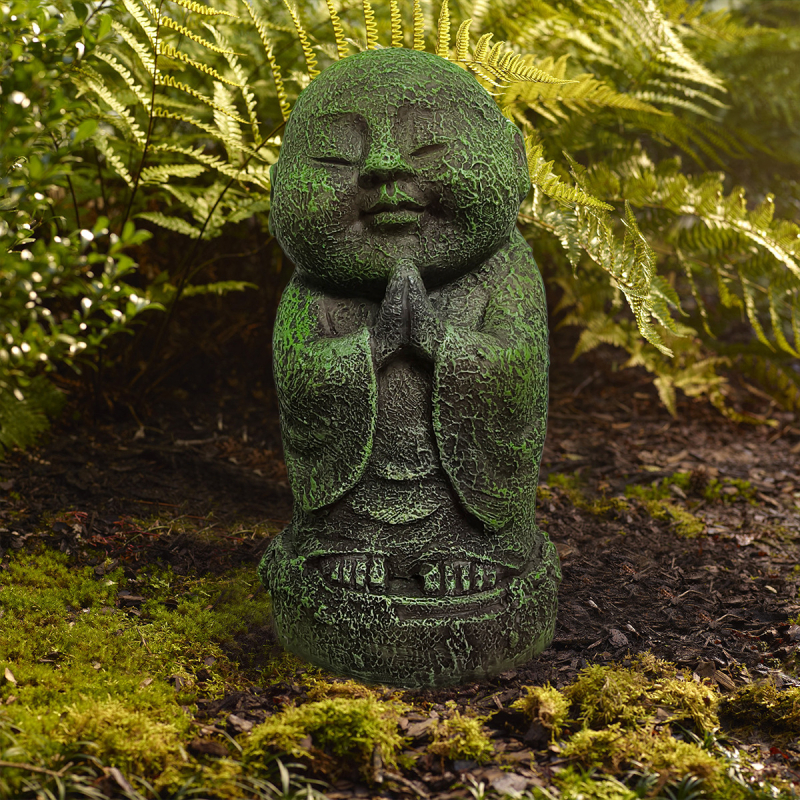 Figura od smole Zen monah za stolnu dekoraciju i akvarij — Exhibition Art, cartoon stil, kartonsko pakiranje