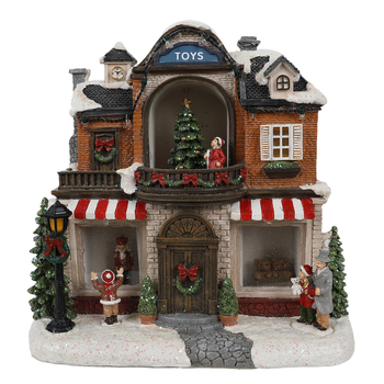 BeWei gyanta karácsonyi mini tájkép ház fénylő lámpával és zenélő haranggal – BV3310006R5