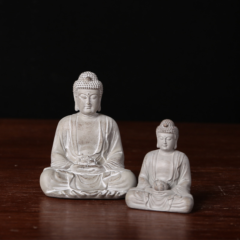 Buddha statua za stolni ukras, kineski stil, svijećnjak, smola