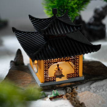 3D mikro pejzaž s osvijetljenjem, dovršen arhitektonski model, bonsai, kamenjara, akvarij, kineski ukrasi