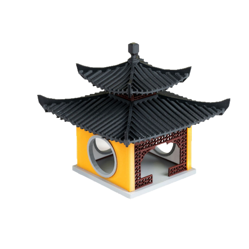 3D mikro pejzaž s osvijetljenjem, dovršen arhitektonski model, bonsai, kamenjara, akvarij, kineski ukrasi