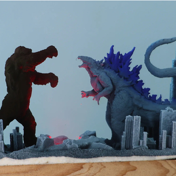 Godzilla noćna svjetiljka od smole s mikro pejzažem – moderni minimalistički ručni rad, idealan poklon za prijatelje i kolege