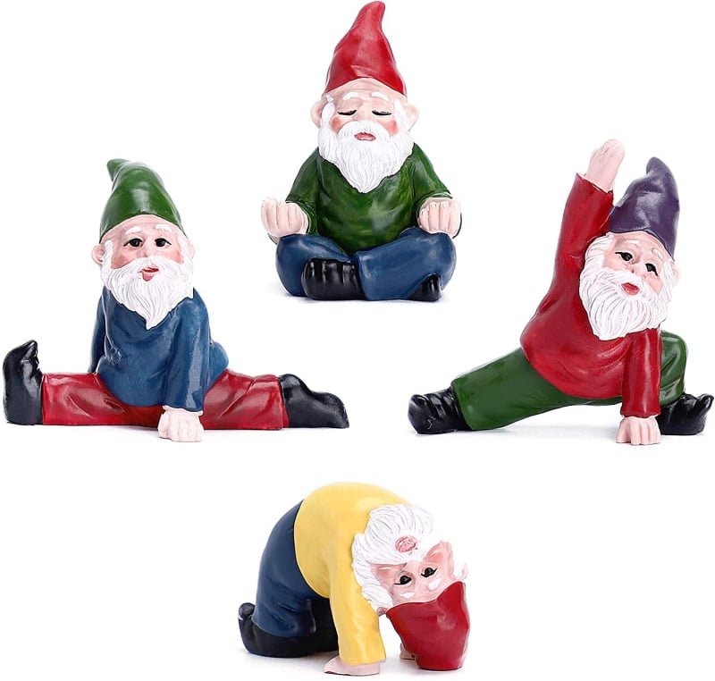Set vrtnih ukrasnih figura - elf i patuljak - ručno izrađene figure od smole, pastoralni stil, kartonska ambalaža