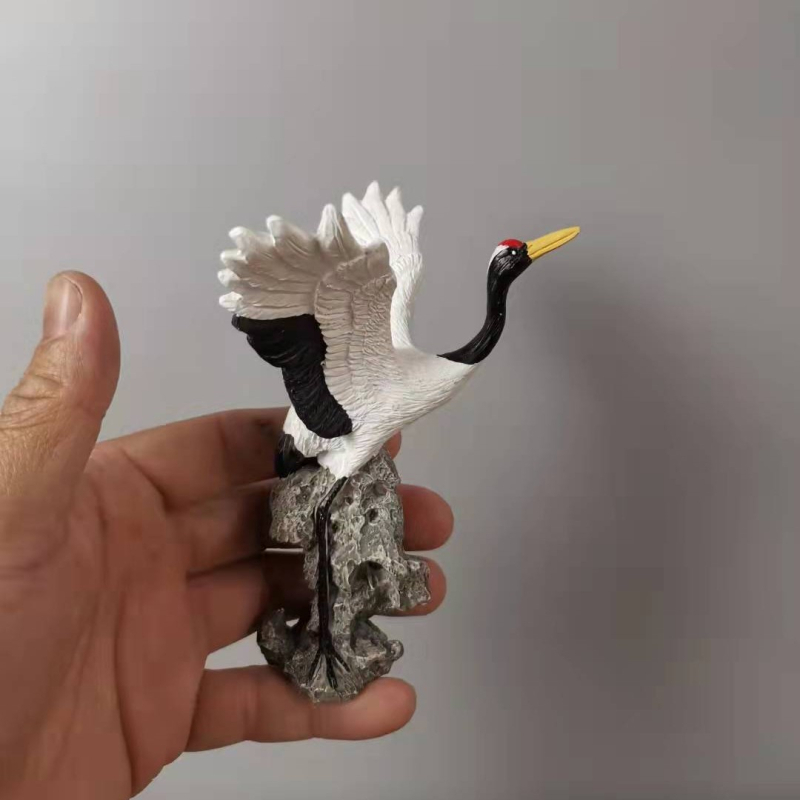 Mali bijeli ždral ukras za bonsai krajolik – Zen dekor, kineski stil, materijal: sintetička smola