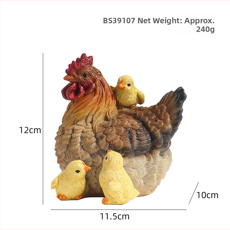 Figurină de grădină cu cocoș și găină, din rășină sintetică, decor pentru curte