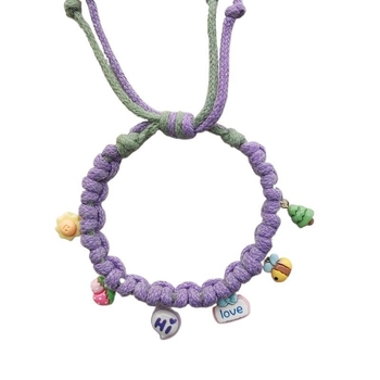 Macska gallér méhecske medállal, kézzel kötött angora anyagból, állítható