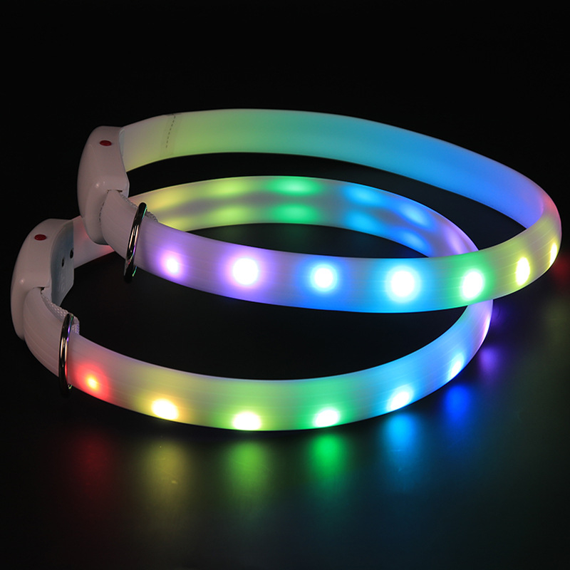 USB töltő LED világító kutyanyakörv éjszakai sétákhoz