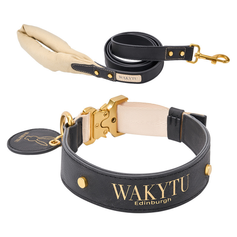Wakytu PU Λουρί Σκύλου με P-Chain για Βόλτες — Αντι-Σπάσιμο Λωρίδα Πρόσφυσης
