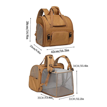 Разширяема котешка раница и преносим носач за домашни любимци, сгъваема, с голям капацитет до 8 кг, 600D Oxford плат, найлонова мрежа, стоманена рамка и пухкава подложка.