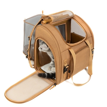 Разширяема котешка раница и преносим носач за домашни любимци, сгъваема, с голям капацитет до 8 кг, 600D Oxford плат, найлонова мрежа, стоманена рамка и пухкава подложка.