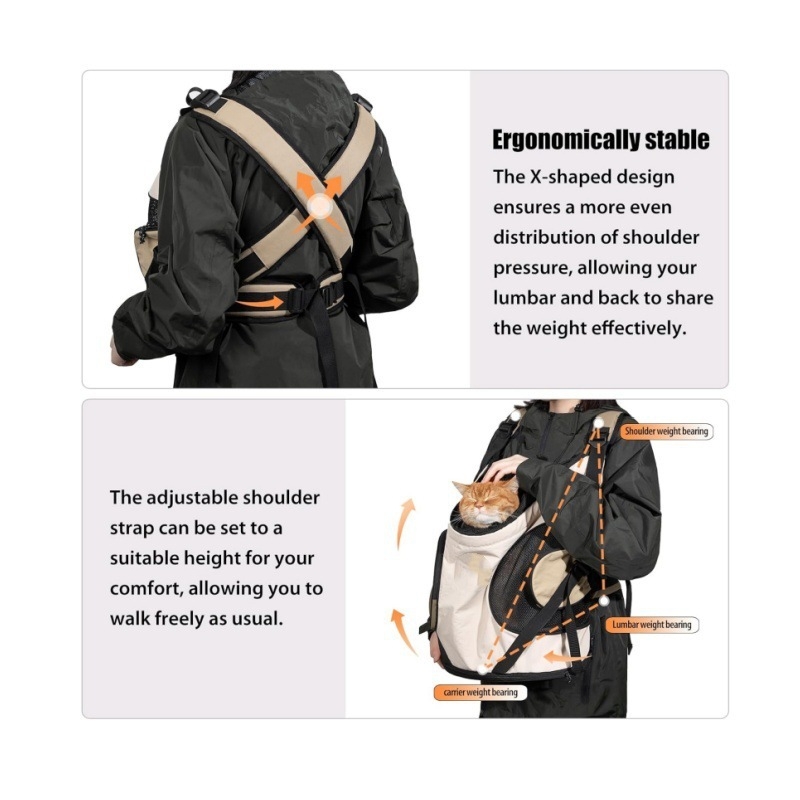 Rucsac de transport pentru pisică pentru utilizare în aer liber, portabil, respirabil, ușor, poliester, capacitate până la 8 kg