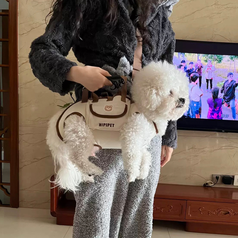 Légáteresztő kutya crossbody hátizsák kézi fogantyúval