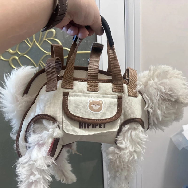 Légáteresztő kutya crossbody hátizsák kézi fogantyúval